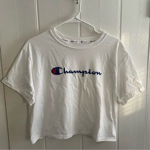 Champion White Cropped Short Sleeve Top Size M